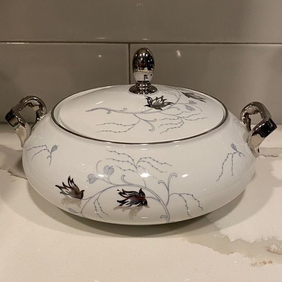 Vintage Baronet China Silver Arbor Covered Vegetable Dish Bavaria Germany - Picture 7 of 9